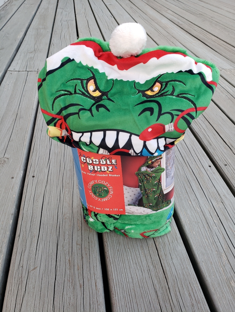 Dinosaur Christmas Hooded Blanket 40" X 47.5"